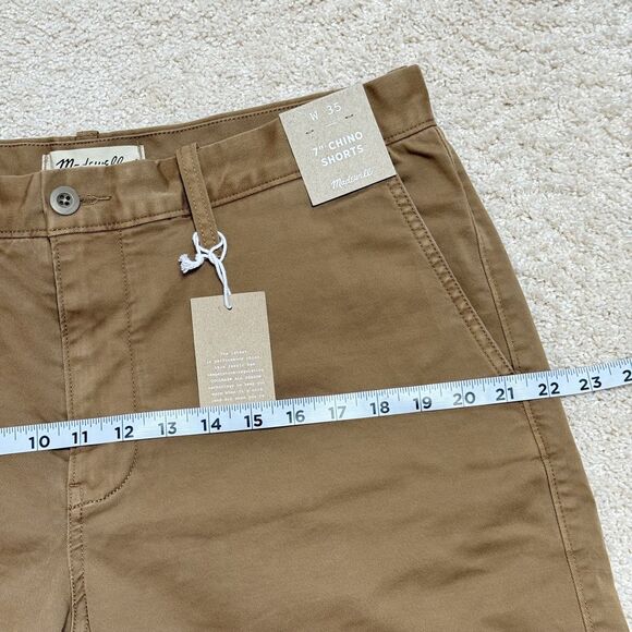 NWT Madewell Chino Shorts Men 35 Khaki Beige Coolmax Stretch Flex 7" Inseam 35x7 - Picture 7 of 11